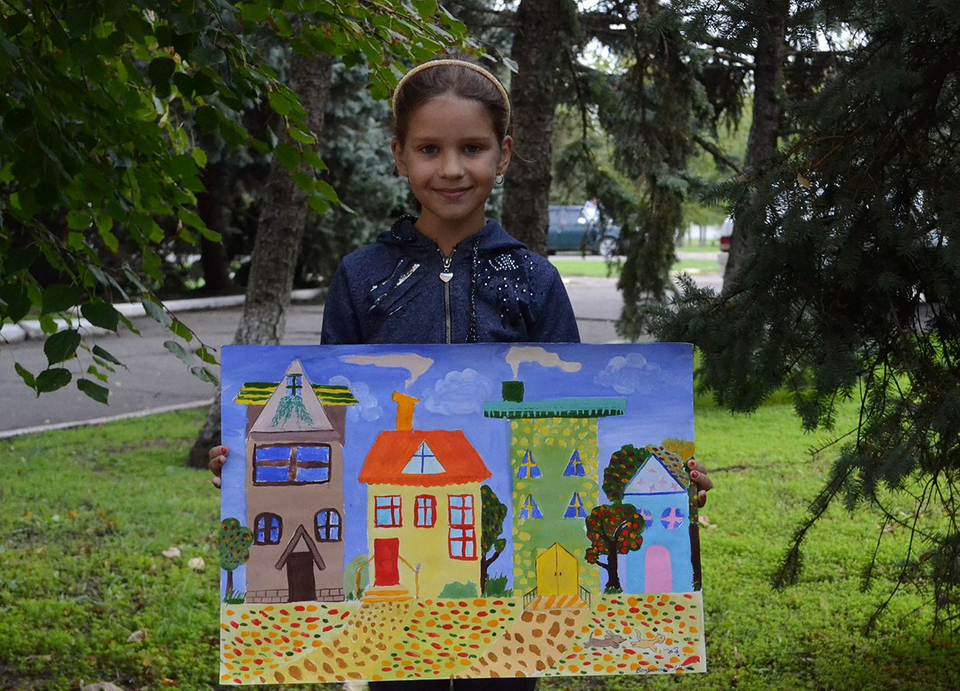 Детский рисунок - Осень в моем городе