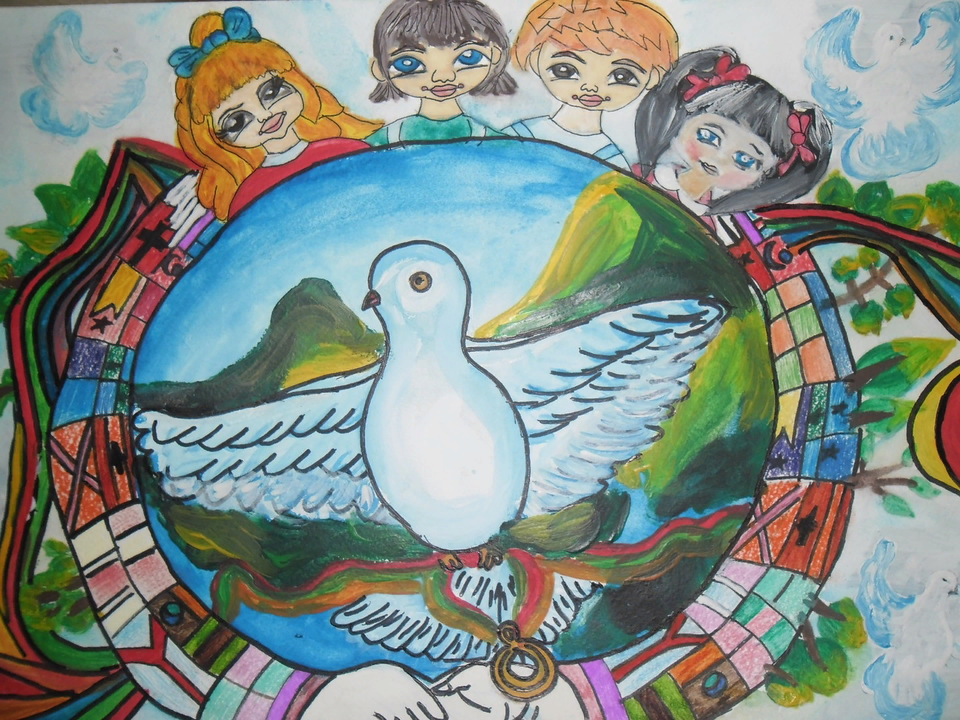 Детский рисунок - Дружба народов и мир на Земле