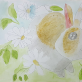 Рисунок "Кролик на поляне" на конкурс "Конкурс творческого рисунка “Свободная тема-2021”"