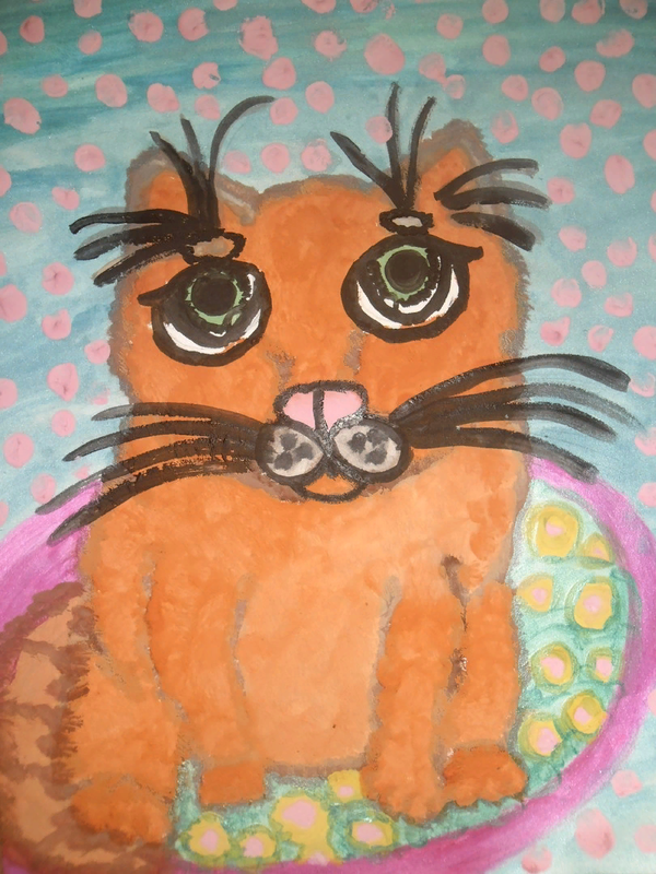 Детский рисунок - Рыжий кот