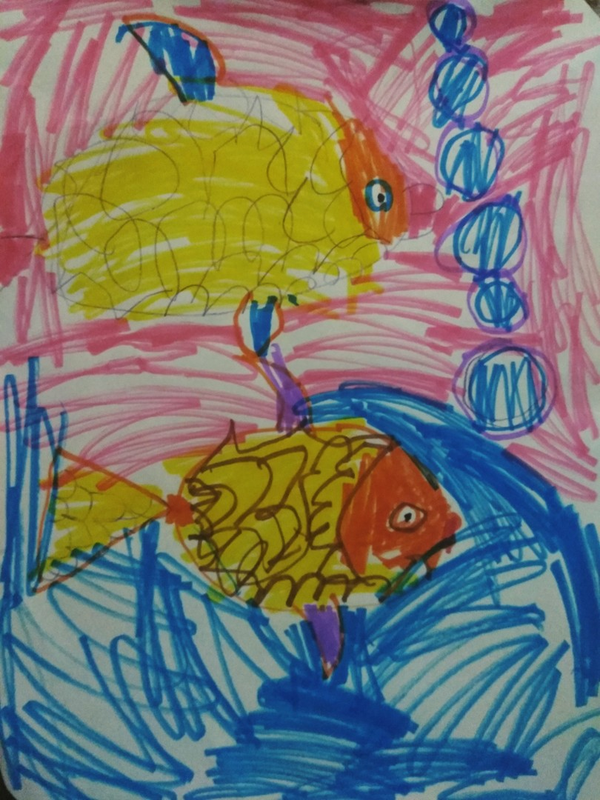 Детский рисунок - Рыбки-подружки