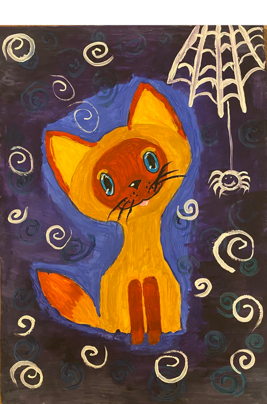 Детский рисунок - Котёнок по имени Гав