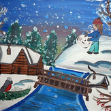 Рисунок "Зимой в деревне"