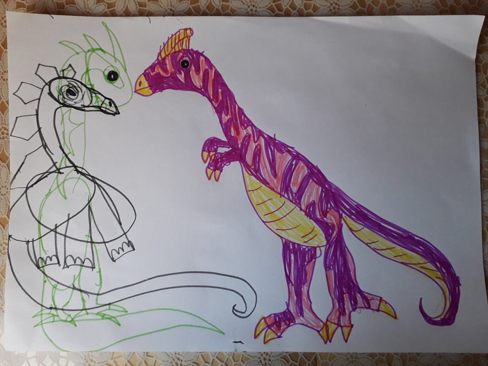 Детский рисунок - Динозавр