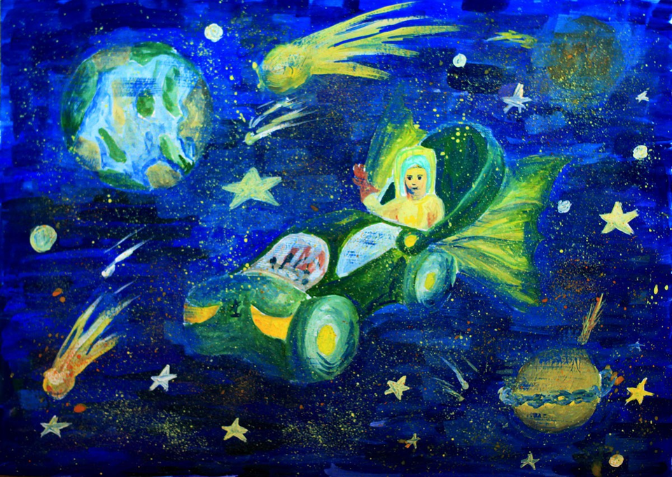 Детский рисунок - Волшебный сон Космическое авто