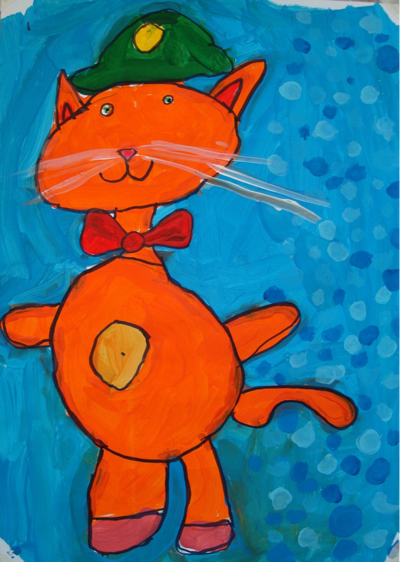 Детский рисунок - Зимний Кот