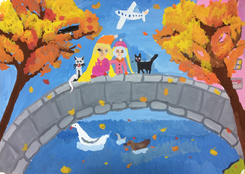 Детский рисунок - Осень с Сейлор Мун