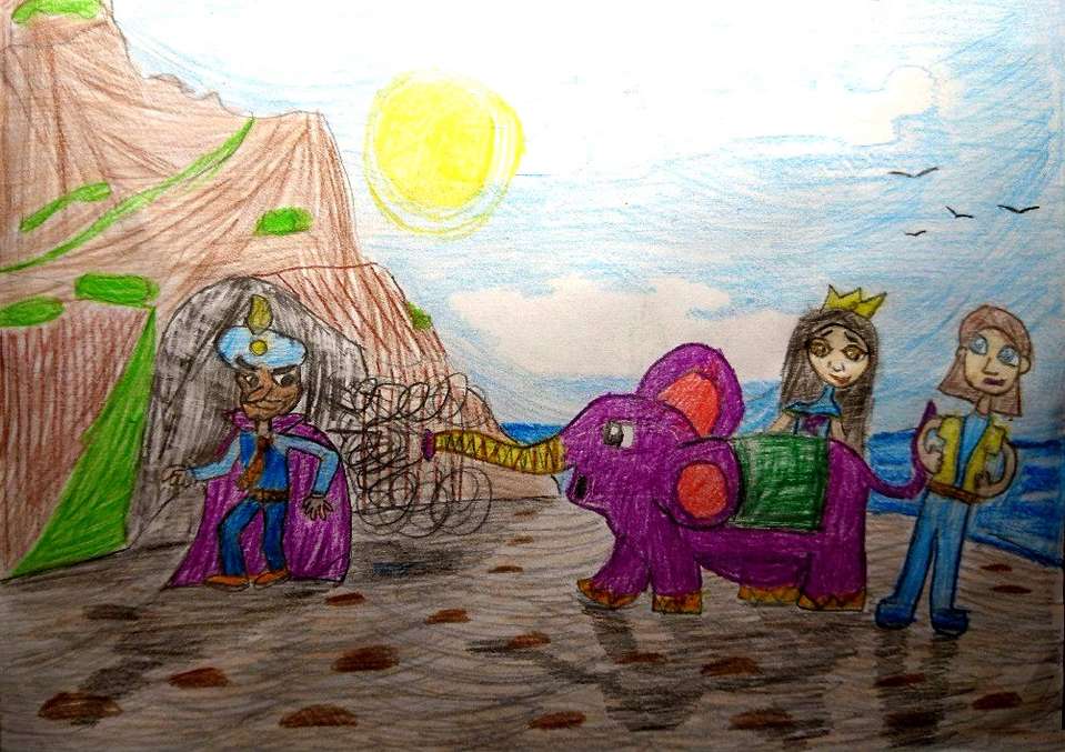 Детский рисунок - Подвиг Слоника