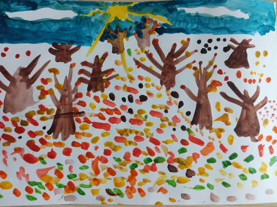 Детский рисунок - Осень-сказка