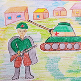 Рисунок "Советский солдат" на конкурс "Конкурс детского рисунка “75 лет Великой Победе!”"