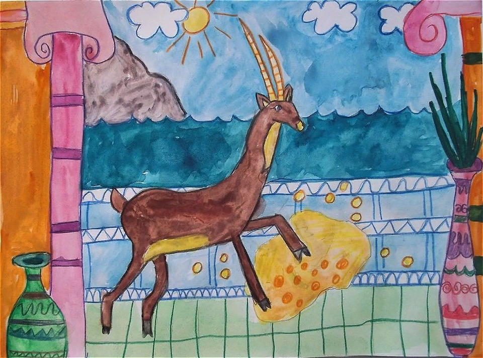Детский рисунок - Золотая антилопа