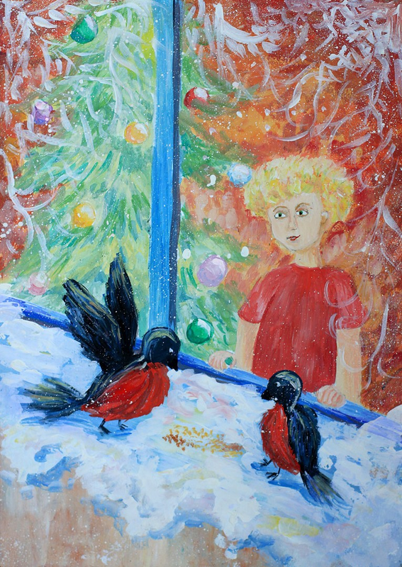 Детский рисунок - Зимние гости