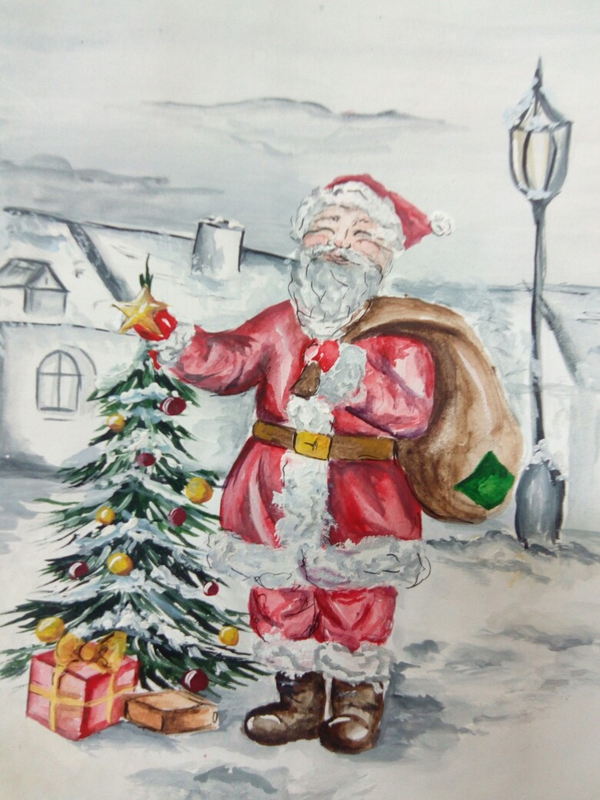 Детский рисунок - Санта Клаус