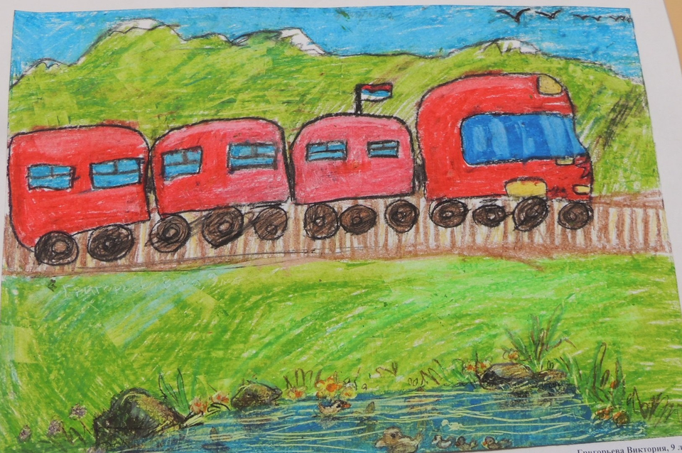 Детский рисунок - Проезжая мимо озера Имандра