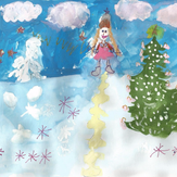 Рисунок "Шла Снегурочка по лесу" на конкурс "Конкурс рисунка "Новогоднее Настроение 2017""