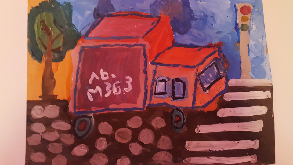 Детский рисунок - Ехала машина