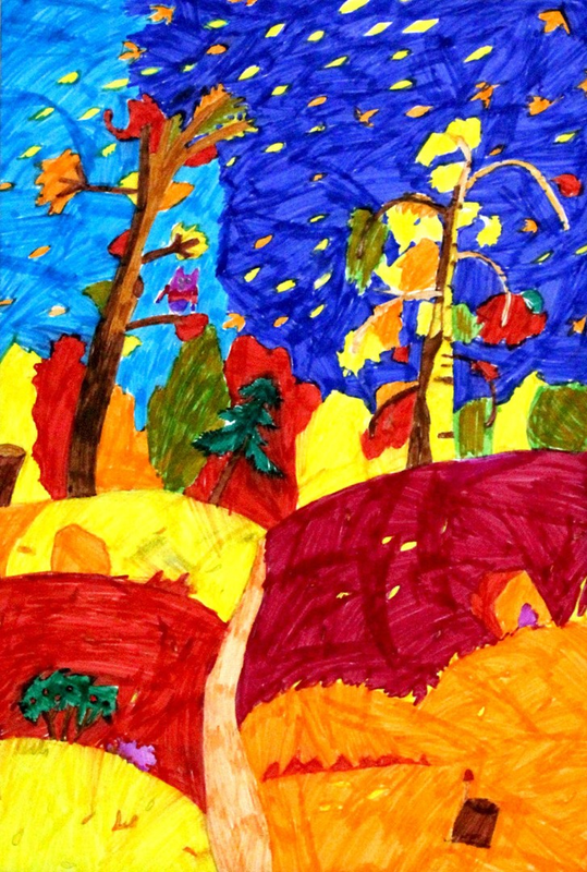 Детский рисунок - Осенью