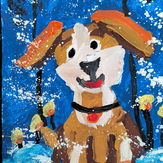 Рисунок "Пёс Мухтар радуется снегу" на конкурс "Конкурс творческого рисунка “Свободная тема-2024""