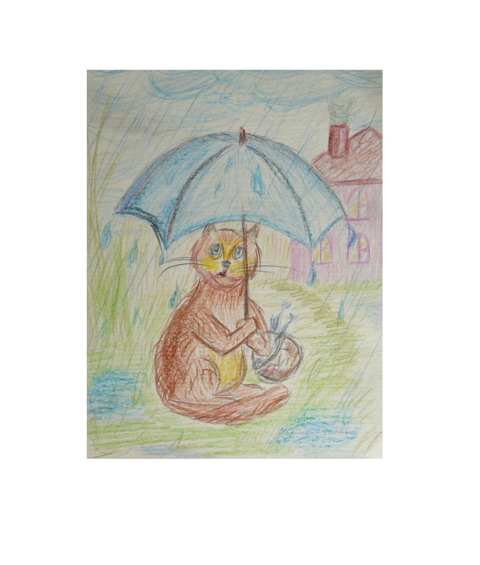 Рисунок - Котик под дождем