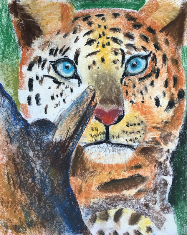 Детский рисунок - Леопард в джунглях