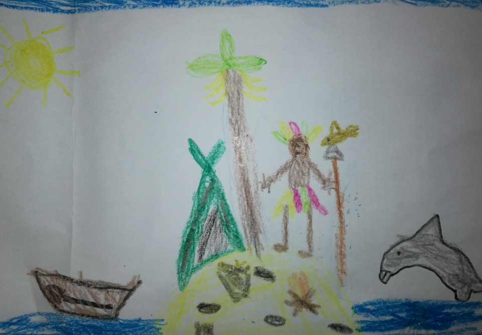 Детский рисунок - На острове
