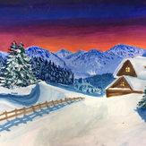 Рисунок "Вечер в горах" на конкурс "Конкурс детского рисунка “Мой родной, любимый край”"