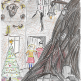 Рисунок "Новый год в волшебной хижине" на конкурс "Конкурс детского рисунка “Новогодняя Открытка-2019”"