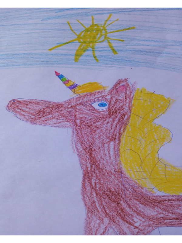 Детский рисунок - Единорог мечты