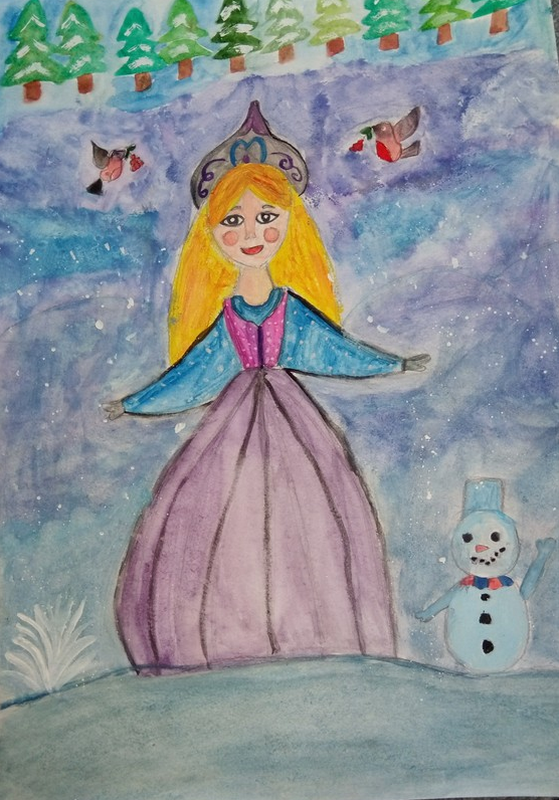 Детский рисунок - Девочка зима