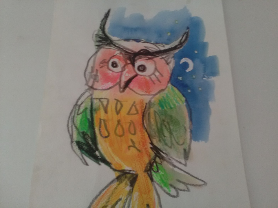 Детский рисунок - Ночная сова
