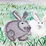 Рисунок "Зайчики в траве" на конкурс "Конкурс детского рисунка “Невероятные животные - 2018”"
