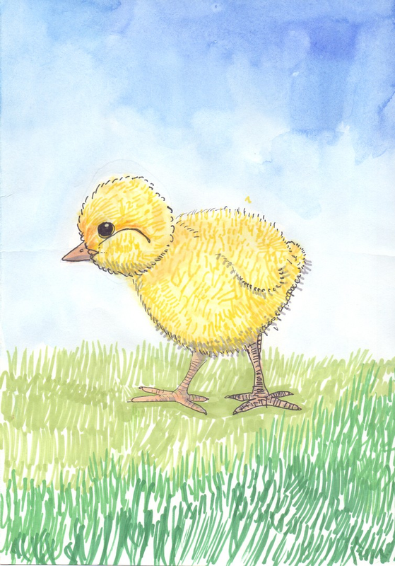 Детский рисунок - Цыпленок