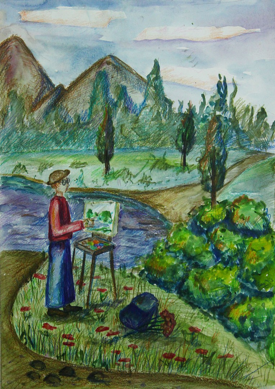 Детский рисунок - Наблюдение за работой художника