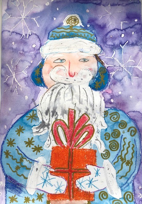 Детский рисунок - Добрый Дедушка Мороз