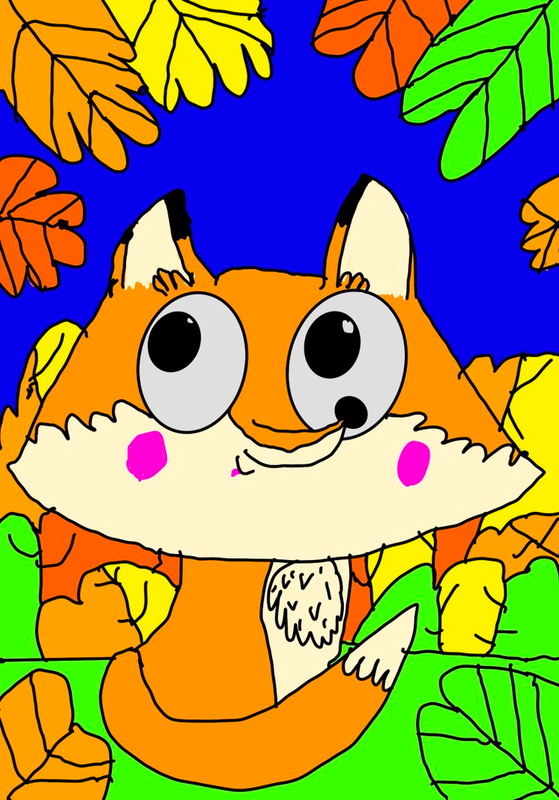 Детский рисунок - Осенняя лисичка