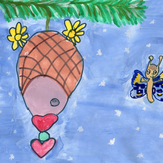 Рисунок "Домик из еловой шишки" на конкурс "Домик для Эвелинки. 4-й конкурс рисунка по 1-й серии «Летать»"