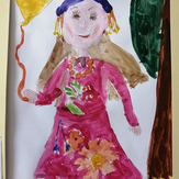 Рисунок "Девушка в народном костюме" на конкурс "Конкурс творческого рисунка “Свободная тема-2022”"