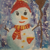 Рисунок "Снежный друг" на конкурс "Конкурс детского рисунка "Новогоднее Настроение - 2021""