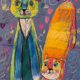 Рисунок "Кошки -подружки" на конкурс "Конкурс творческого рисунка “Свободная тема-2019”"