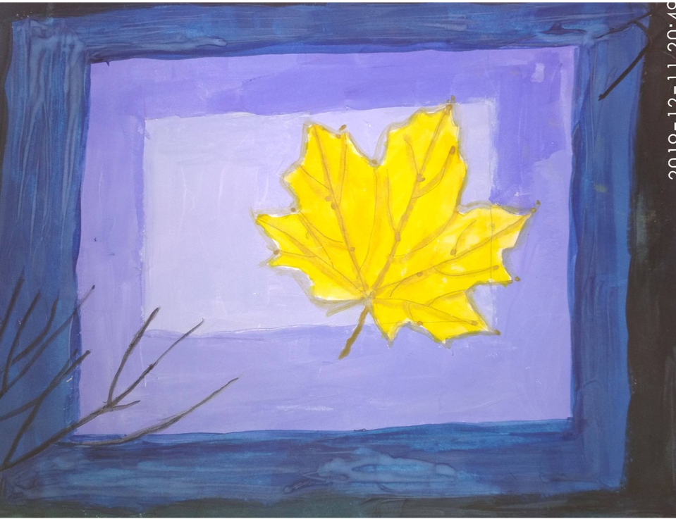 Детский рисунок - Осенний кленовый лист