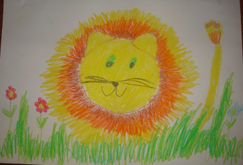 Детский рисунок - Я на солнышке сижу