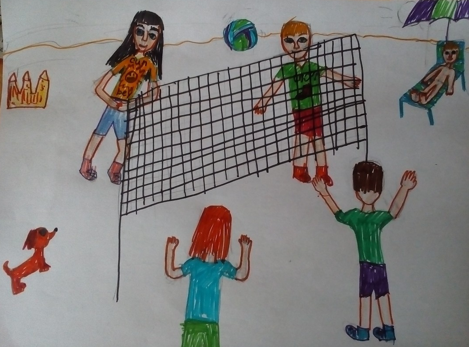 Детский рисунок - Пляжный волейбол