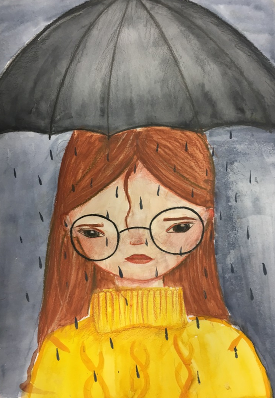 Детский рисунок - Дождь наоборот