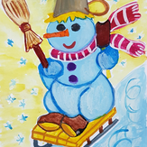 Рисунок "Веселый снеговичок" на конкурс "Конкурс “Новогодняя Магия - 2020”"
