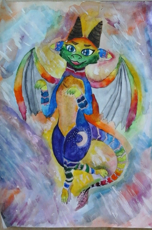 Детский рисунок - Дракон Кеша из созвездия Ориона