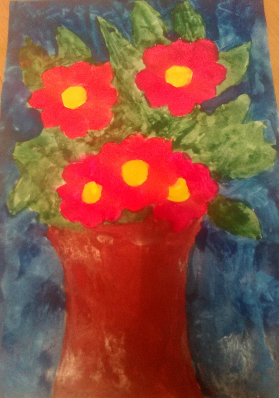 Детский рисунок - Цветы к дню воспитателя