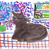 Рисунок "Кошка на скатерти"