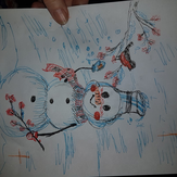 Рисунок "Снеговик кормит снегирей" на конкурс "Конкурс “Новогодняя Магия - 2020”"