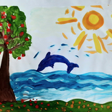 Рисунок "Дельфин" на конкурс "Конкурс творческого рисунка “Свободная тема-2021”"