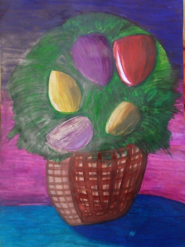 Детский рисунок - Букет тюльпанов для мамочки